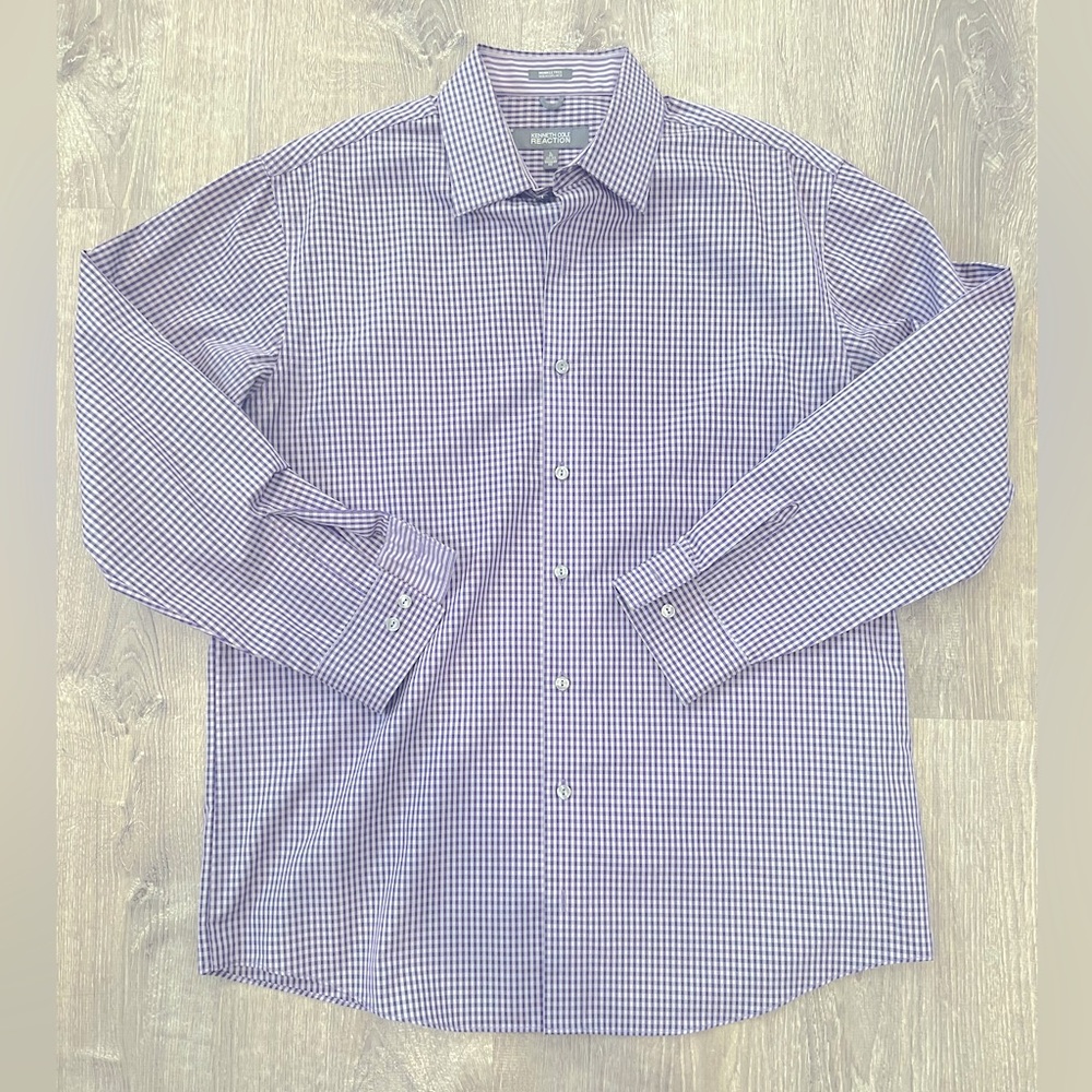 Kenneth Cole, Men’s button down, gray and purple, size large